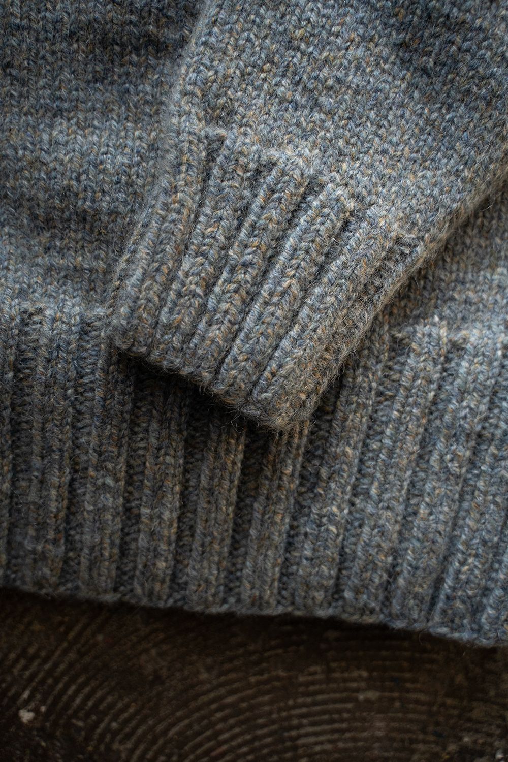 【ラスト1点】yak/lambs multi ply HAND KNITTING yoke top crew neck sweater(FADE BLUE)