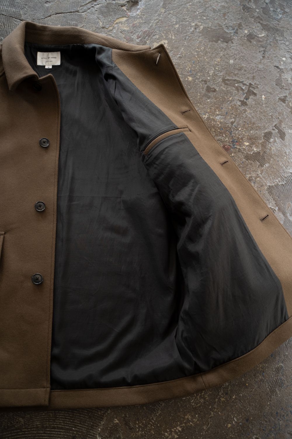 【25AW】Super110'Sメルトンステンカラーハーフコート(BROWN)