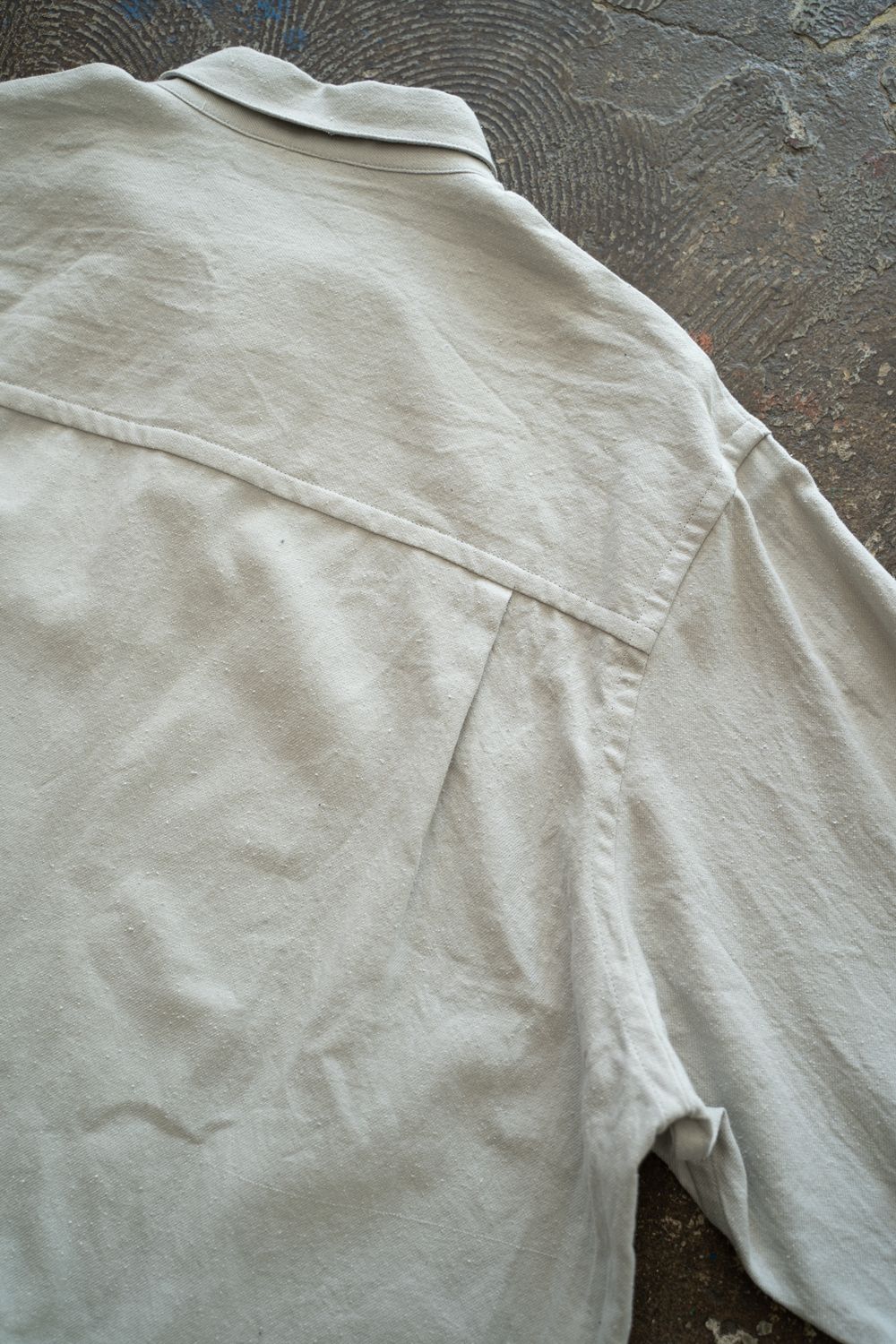 【ラスト1点】【25AW】極小襟コットン×シルクネップシャツ(SAGE)