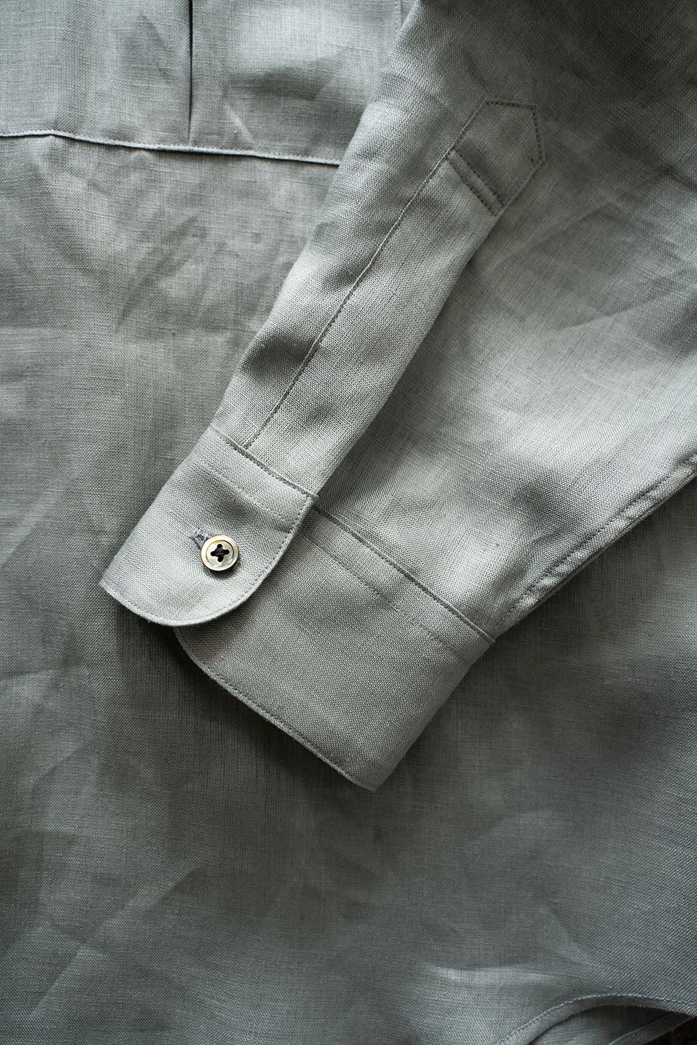 【ラスト1点】【23SS】リネン両胸ポケットシャツ(BLUE GRAY)