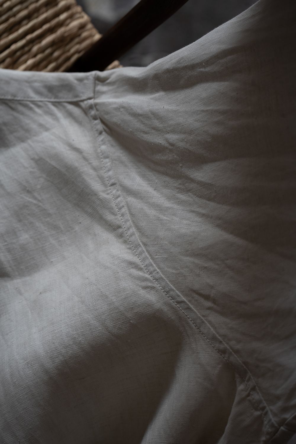 大麻シャツ 3(ベンガラ白)