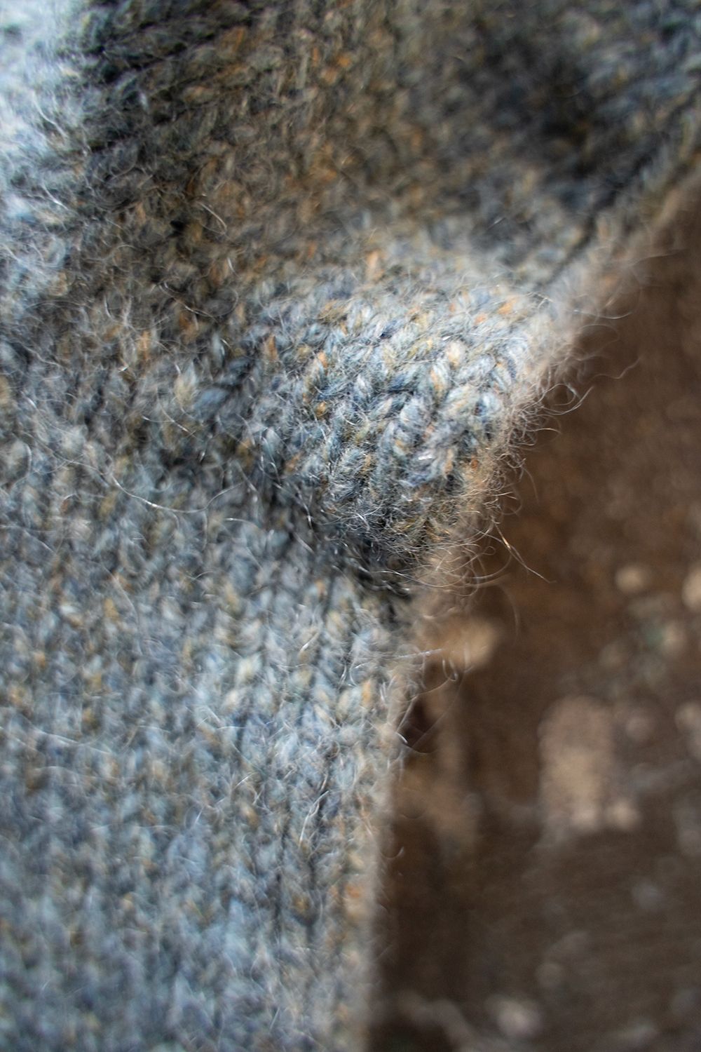 【ラスト1点】yak/lambs multi ply HAND KNITTING yoke top crew neck sweater(FADE BLUE)