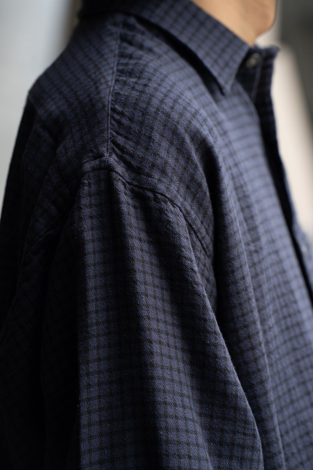 【ラスト1点】【25AW】Cotton Wool Silk Flannel Check Shirts(PURPLE×BLACK)