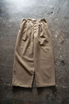 【25AW】ウール×ナイロンワンタックパンツ(KHAKI BEIGE)