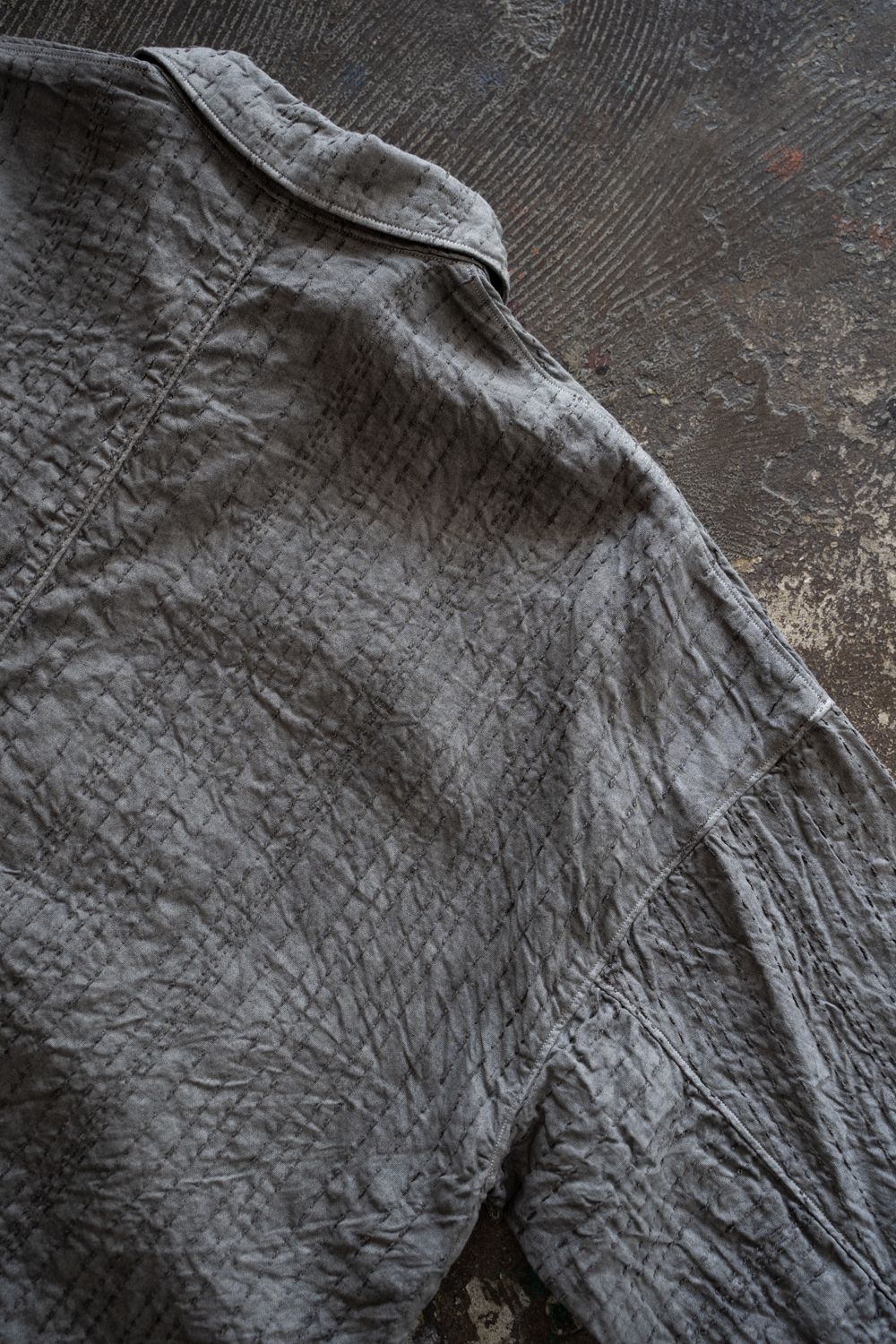 薄手刺し子織ジャケット(松煙)