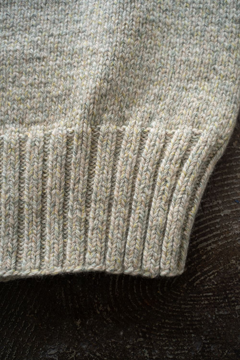 【ラスト1点】yak/lambs multi ply HAND KNITTING yoke top turtle neck sweater(MINT)