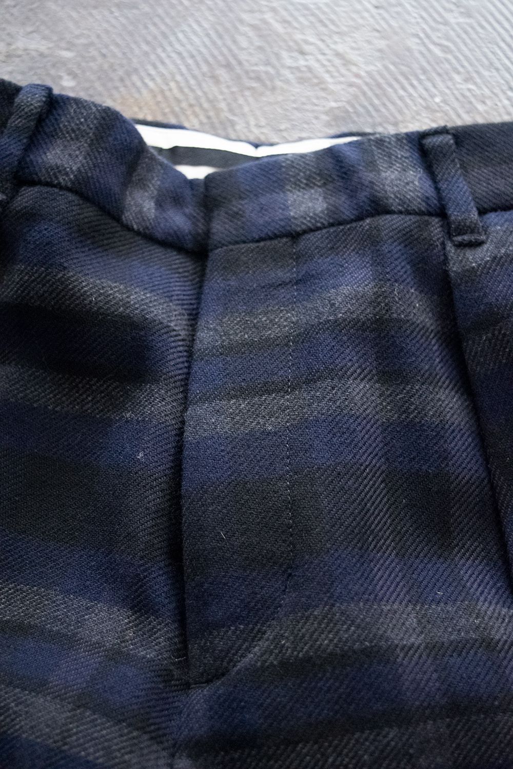 【ラスト1点】C/W Plaid Double Tuck Pants(NAVY)