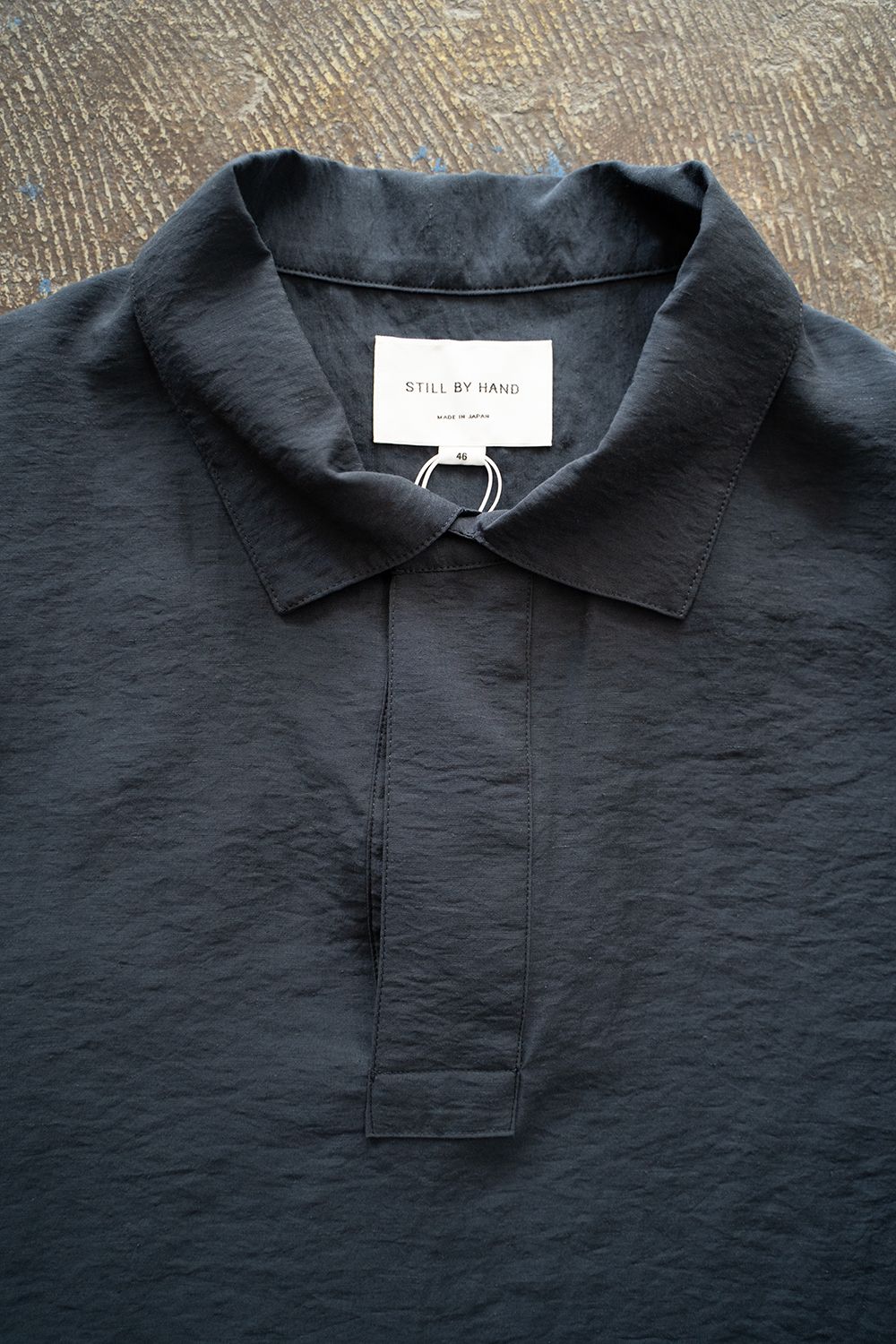 【ラスト1点】【25SS】レーヨン×リネン半袖スキッパーシャツ(NAVY)