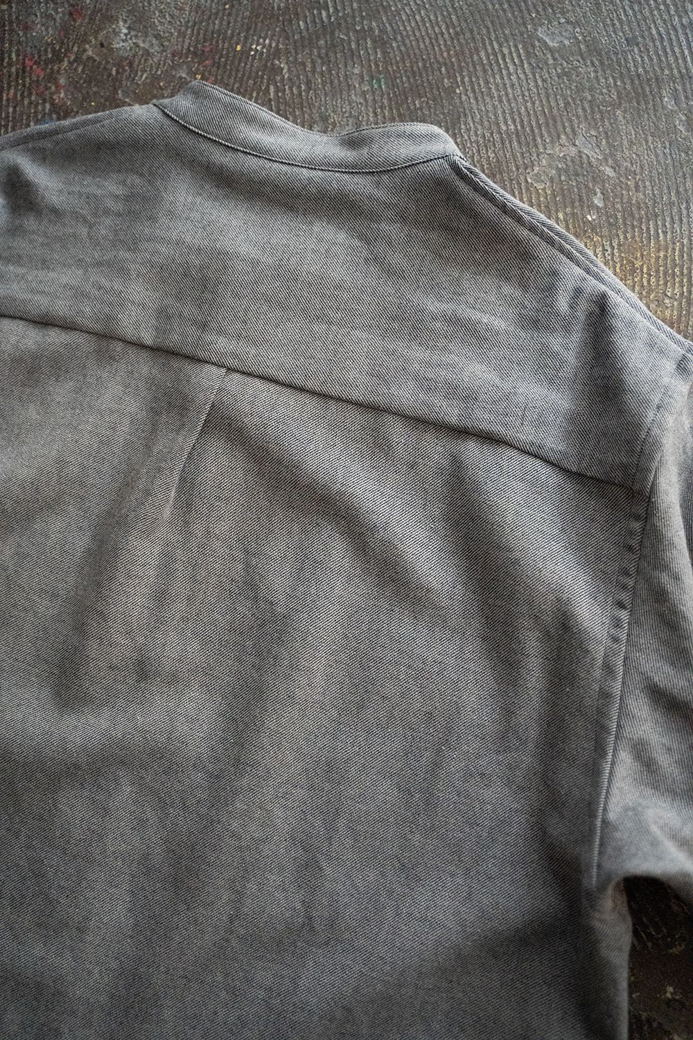 【ラスト1点】【23AW】ウール×コットンシャンブレーバンドカラーシャツ(GRAY)