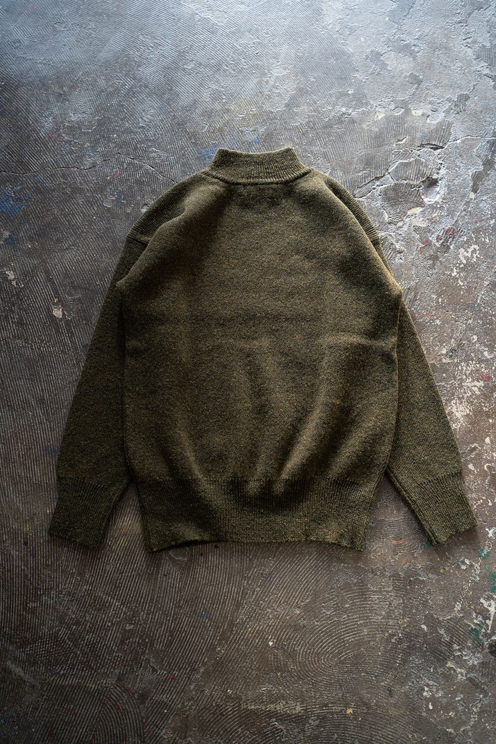 Hard twisted Shetlandwool GOB sweater(KHAKI MIX)