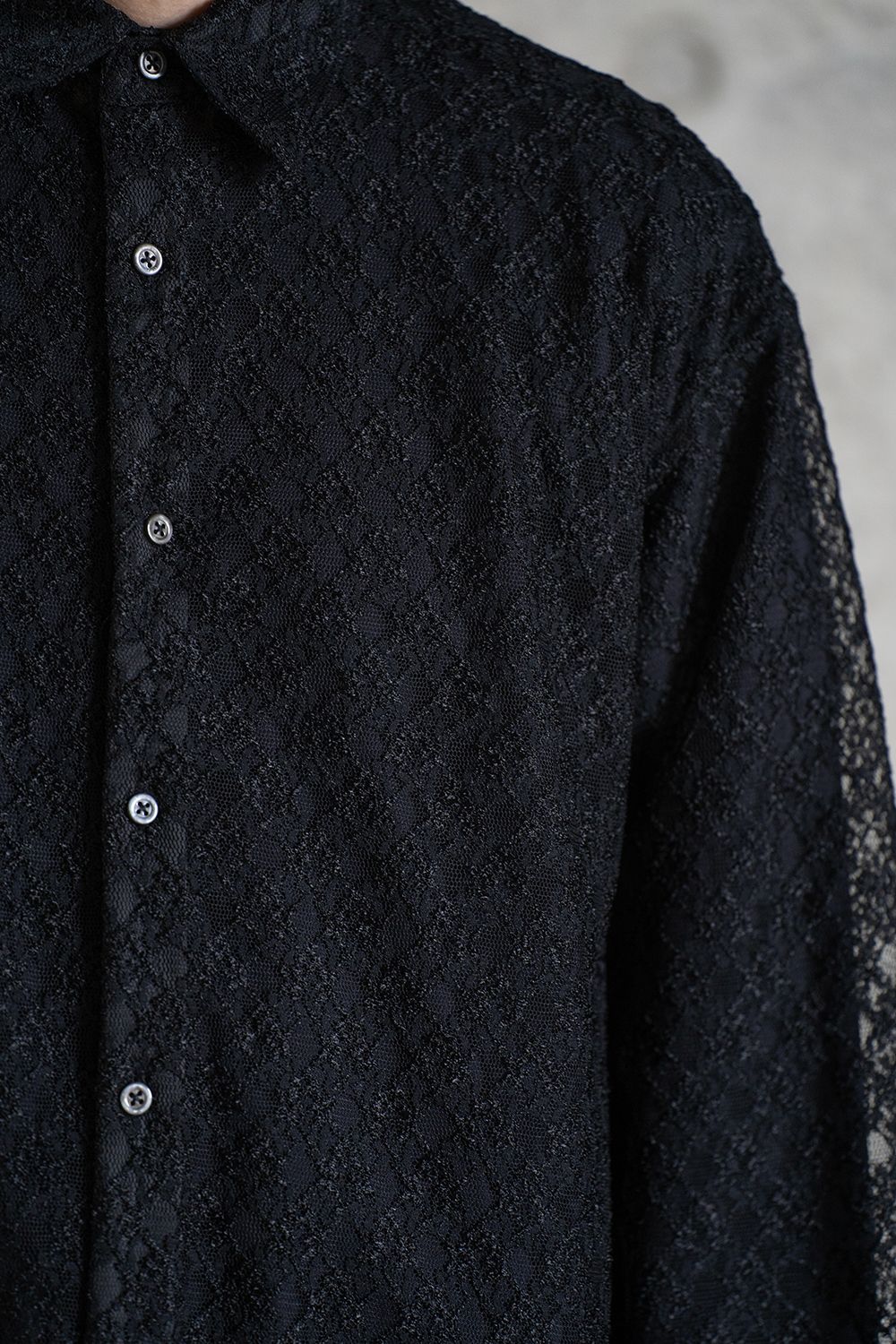 【ラスト1点】【24SS】Russell Lace L/S Shirt/ラッセルレースロングスリーブシャツ(BLACK) - 3 (M)