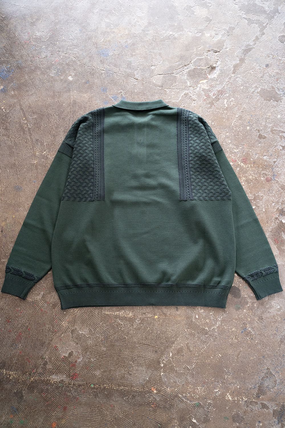 YASHIKI - 【ラスト1点】【22AW】Hatsushimo Knit Polo(GREEN) | Salty