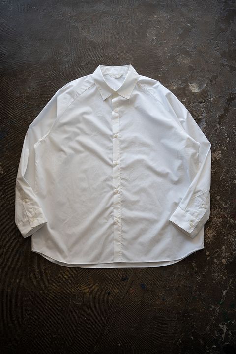【ラスト1点】【25AW】コットンラグランスリーブシャツ(WHITE)