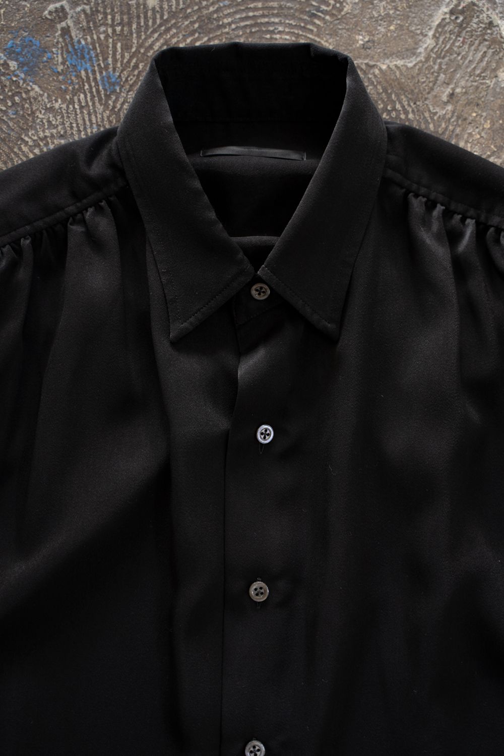 【26AW】Hush Gather L/S Shirt/ハッシュギャザーロングスリーブシャツ(BLACK)