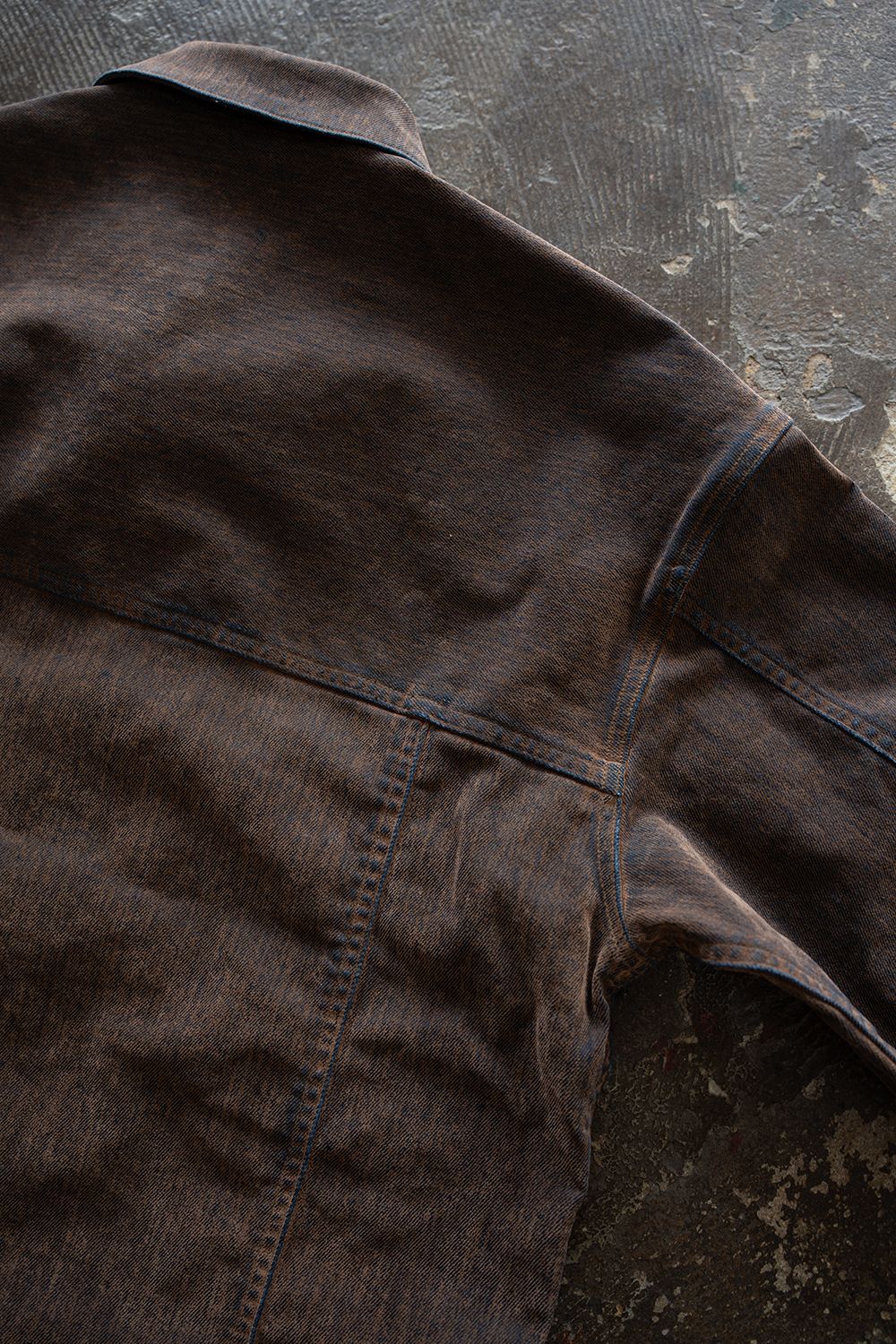 【26AW】Washed Flocked Denim Jacket(FADED BROWN)