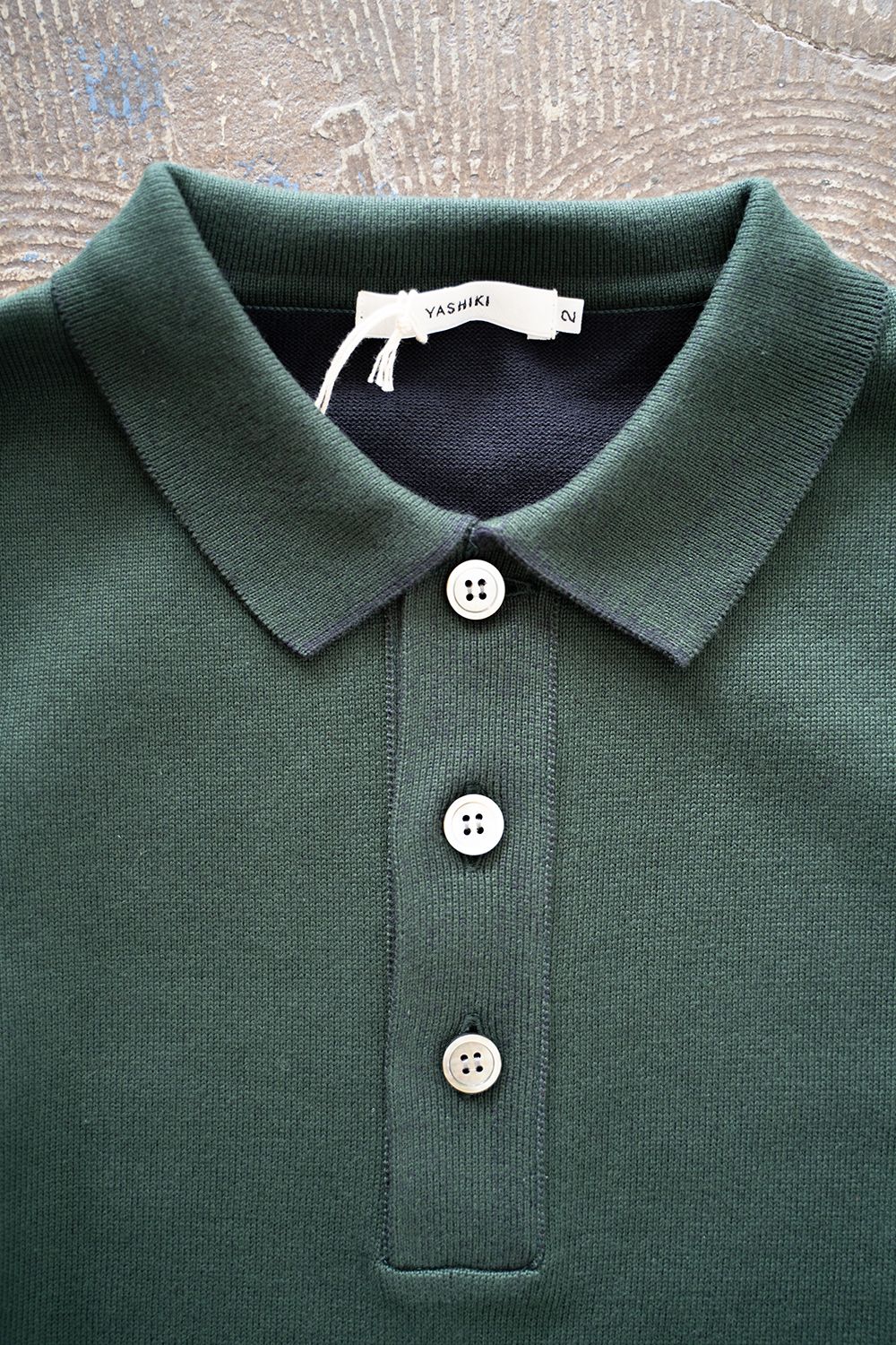 YASHIKI - 【ラスト1点】【22AW】Hatsushimo Knit Polo(GREEN) | Salty