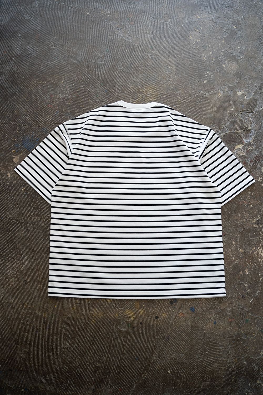 【ラスト1点】【24SS】配色バインダーネックボーダーTシャツ(BLACK)