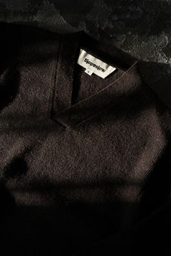 Hard twisted Shetlandwool cross V neck sweater(BROWN)