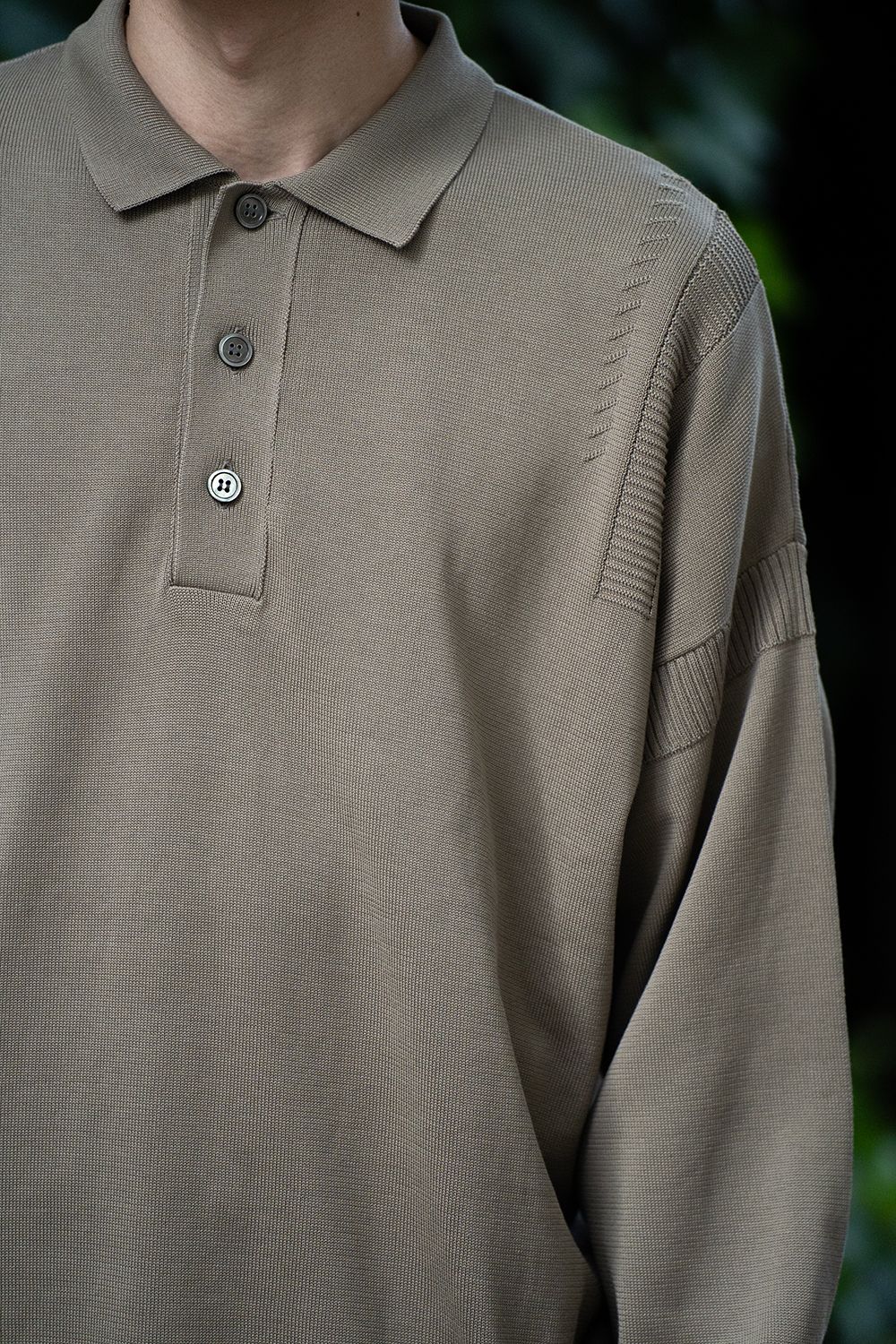 YASHIKI - Yonaga Knit Polo(GREIGE) | Salty