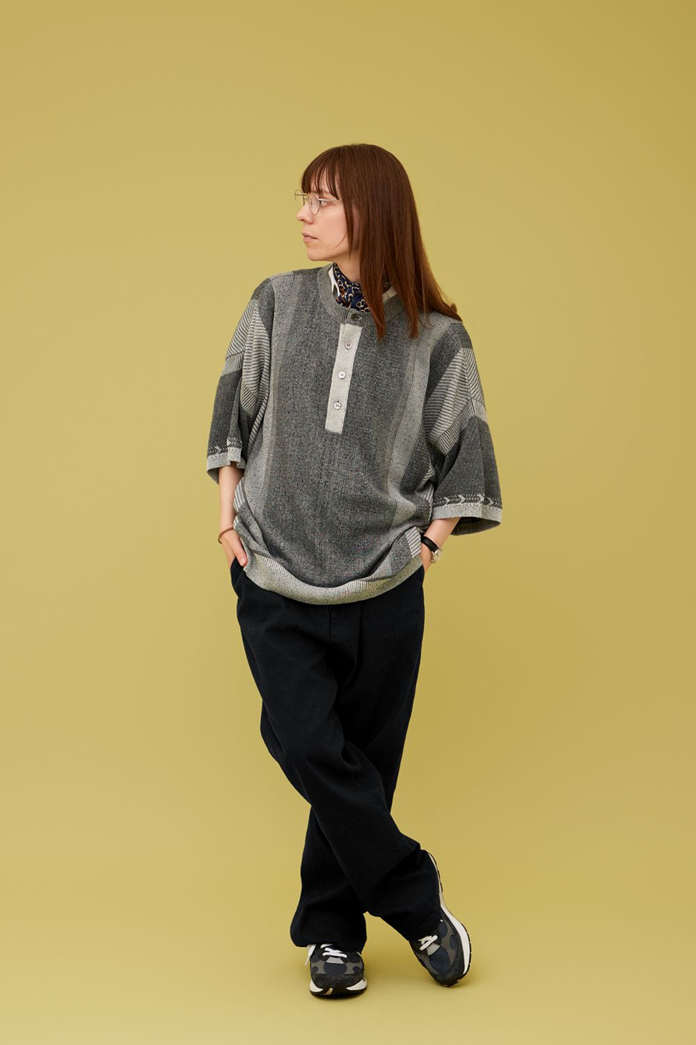 【ラスト1点】【25SS】Fumon Henley Knit(MIX GRAY)