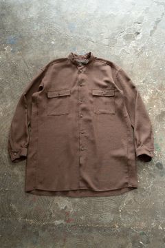 【ラスト1点】【22SS】Sheer Band Collar Shirt/シアーバンドカラーシャツ(BROWN)