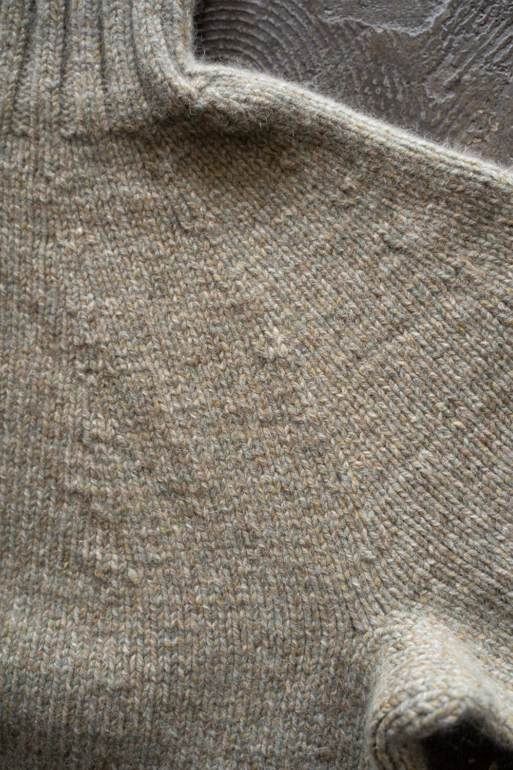 yak/lambs multi ply HAND KNITTING yoke top turtle neck sweater(FOG)