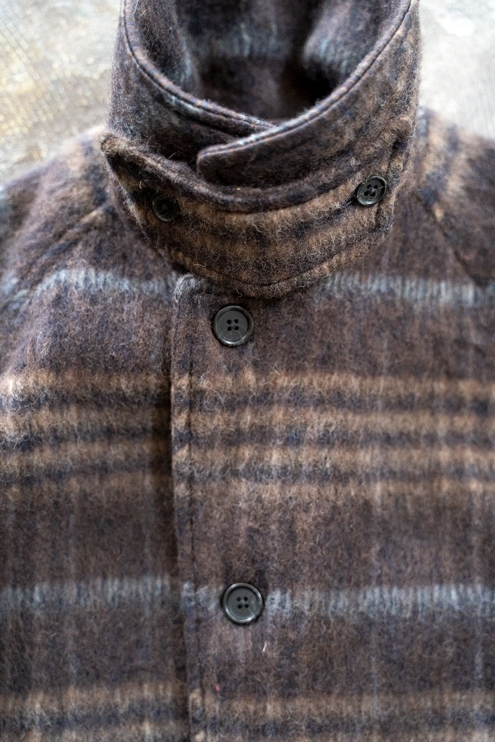 【ラスト1点】Plaid Wool Melton Bal Collar Coat(BROWN)【ユニセックス】