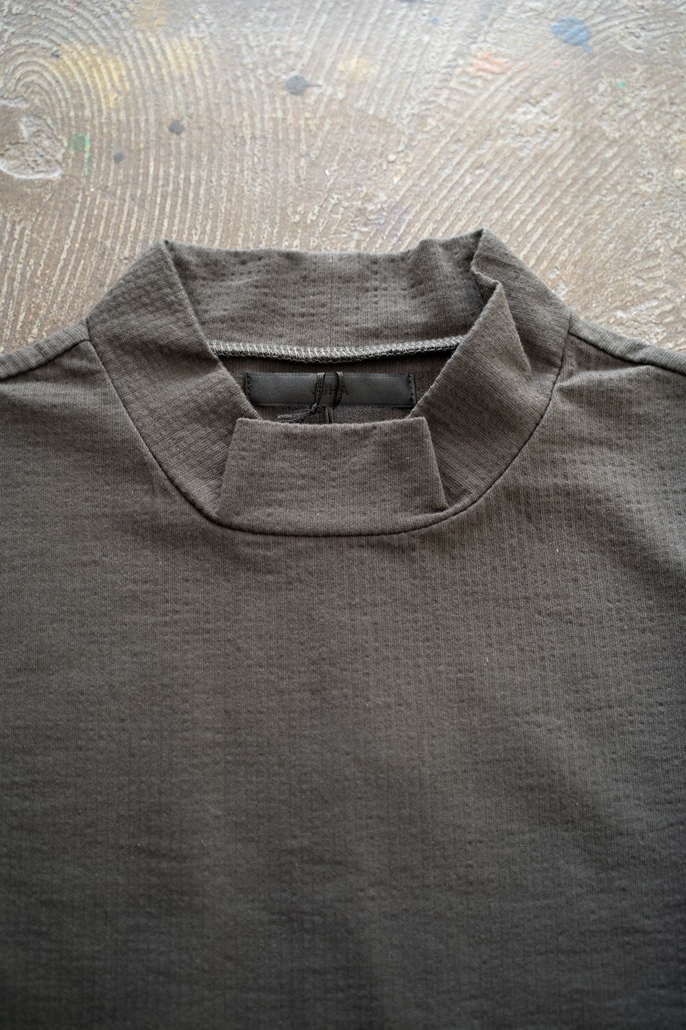 【ラスト1点】Shadow Stripe Mock Neck/シャドウストライプモックネックカットソー(CHARCOAL)