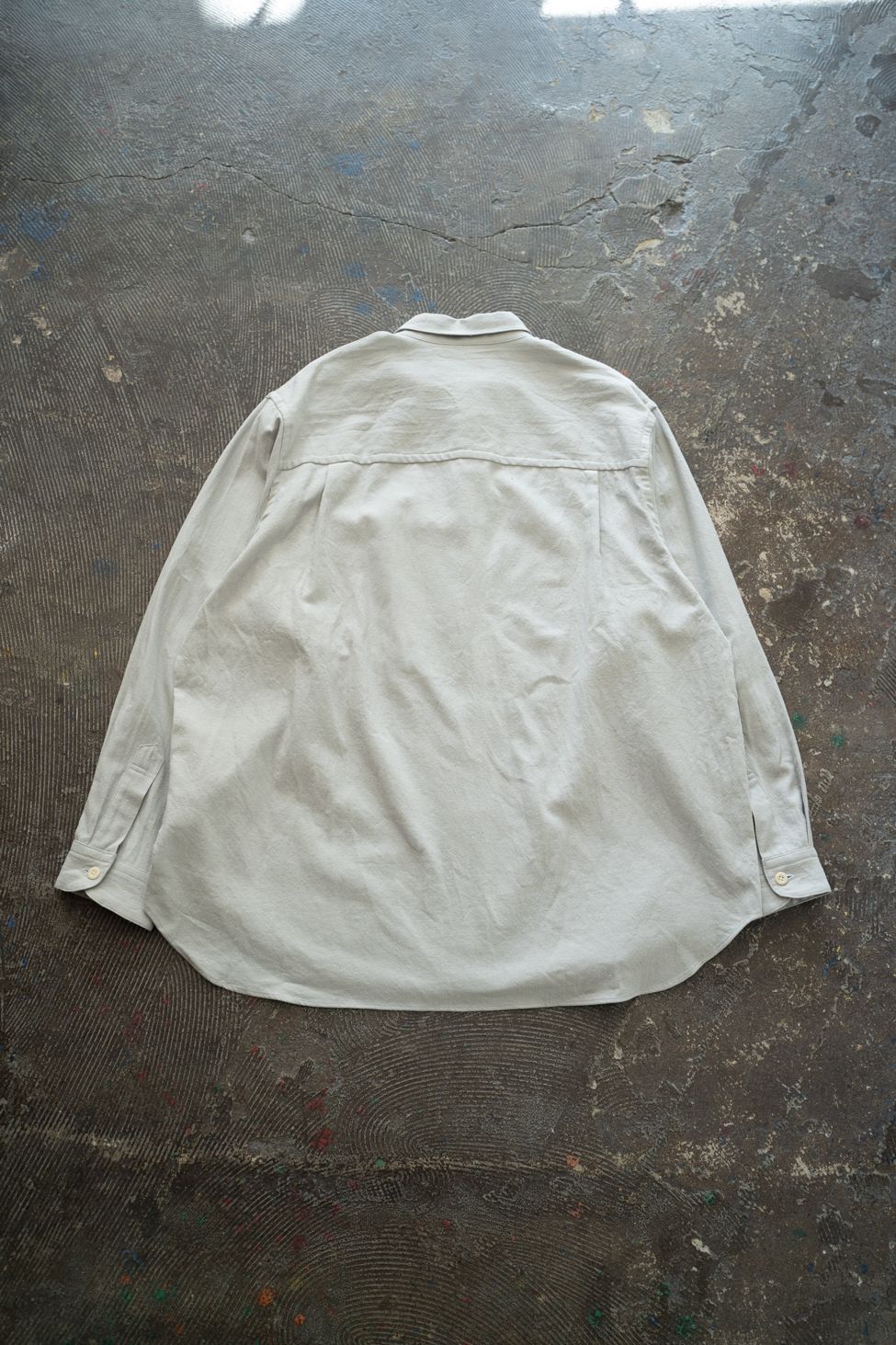 【ラスト1点】【25AW】極小襟コットン×シルクネップシャツ(SAGE)