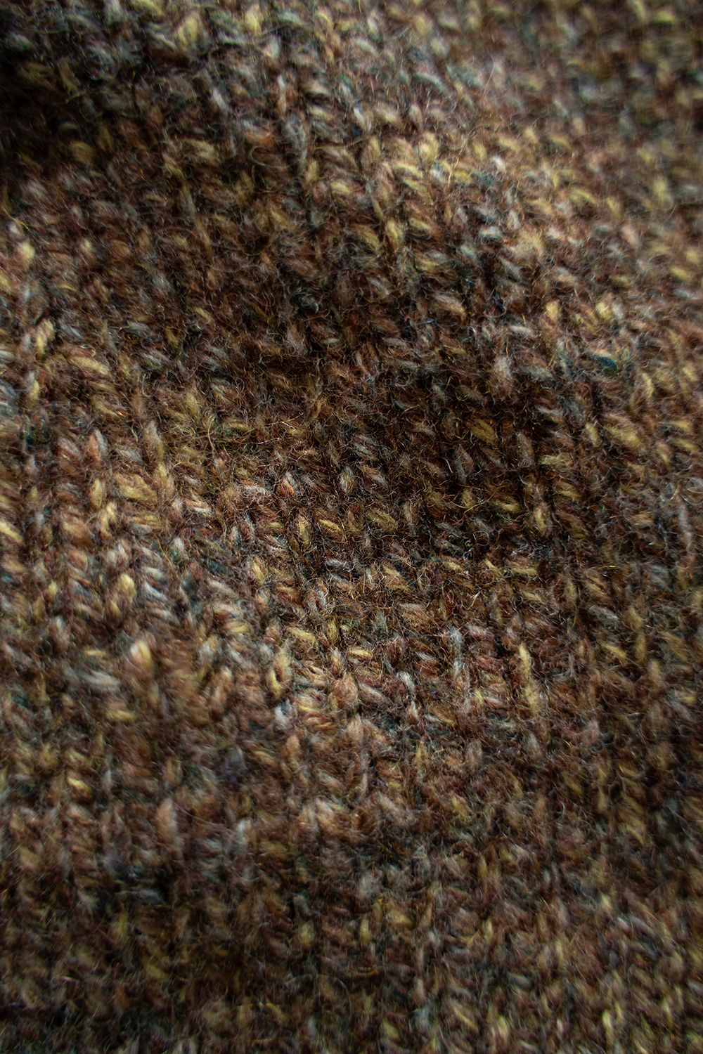 【ラスト1点】yak/lambs multi ply HAND KNITTING yoke top turtle neck sweater(MARRON)