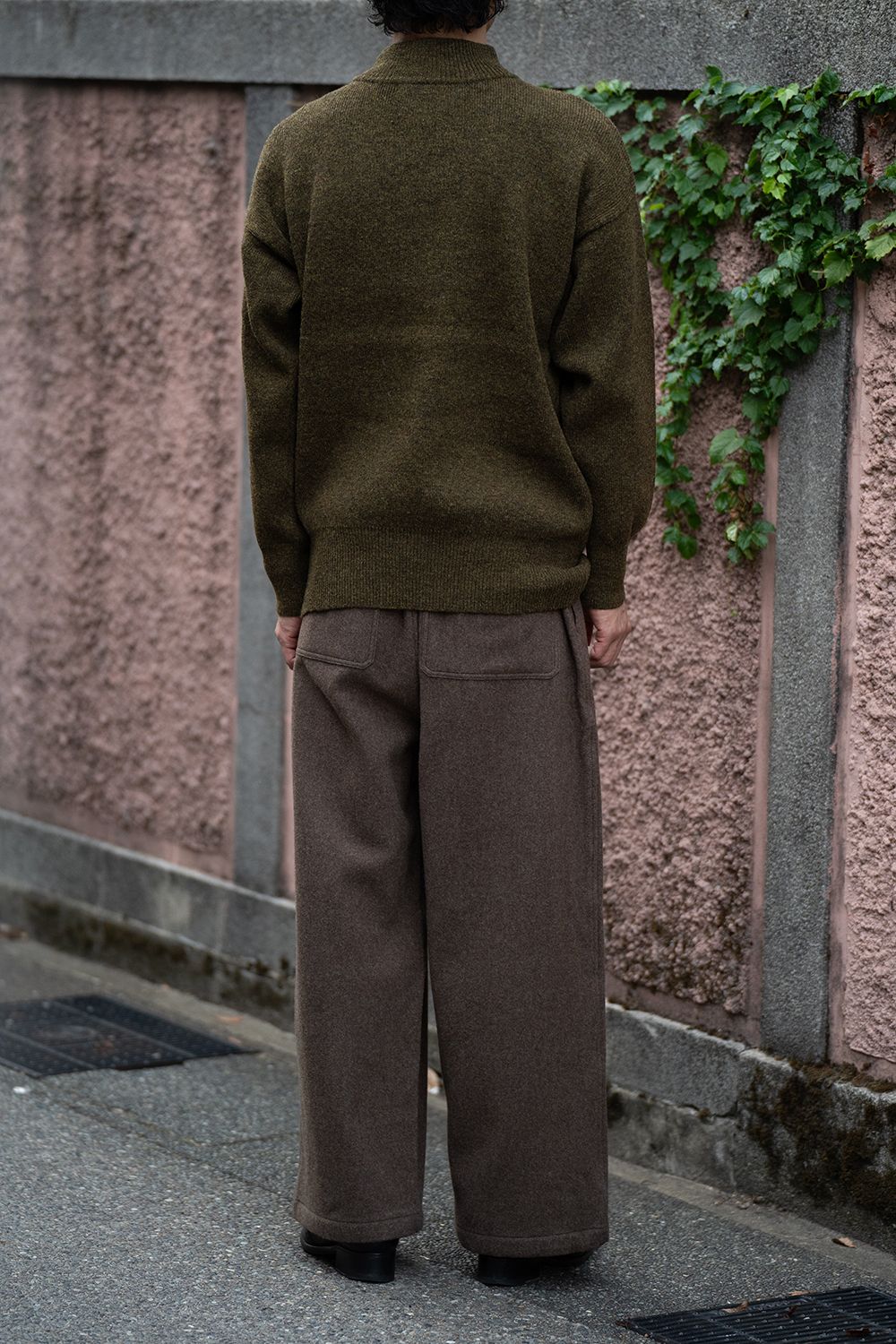 【ラスト1点】Hard twisted Shetlandwool GOB sweater(KHAKI)