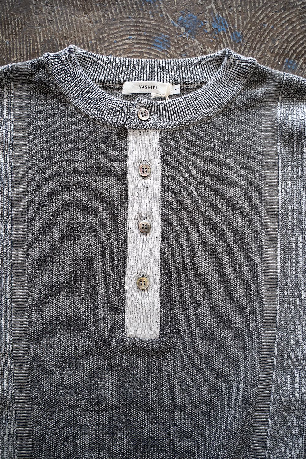 【ラスト1点】【25SS】Fumon Henley Knit(MIX GRAY)