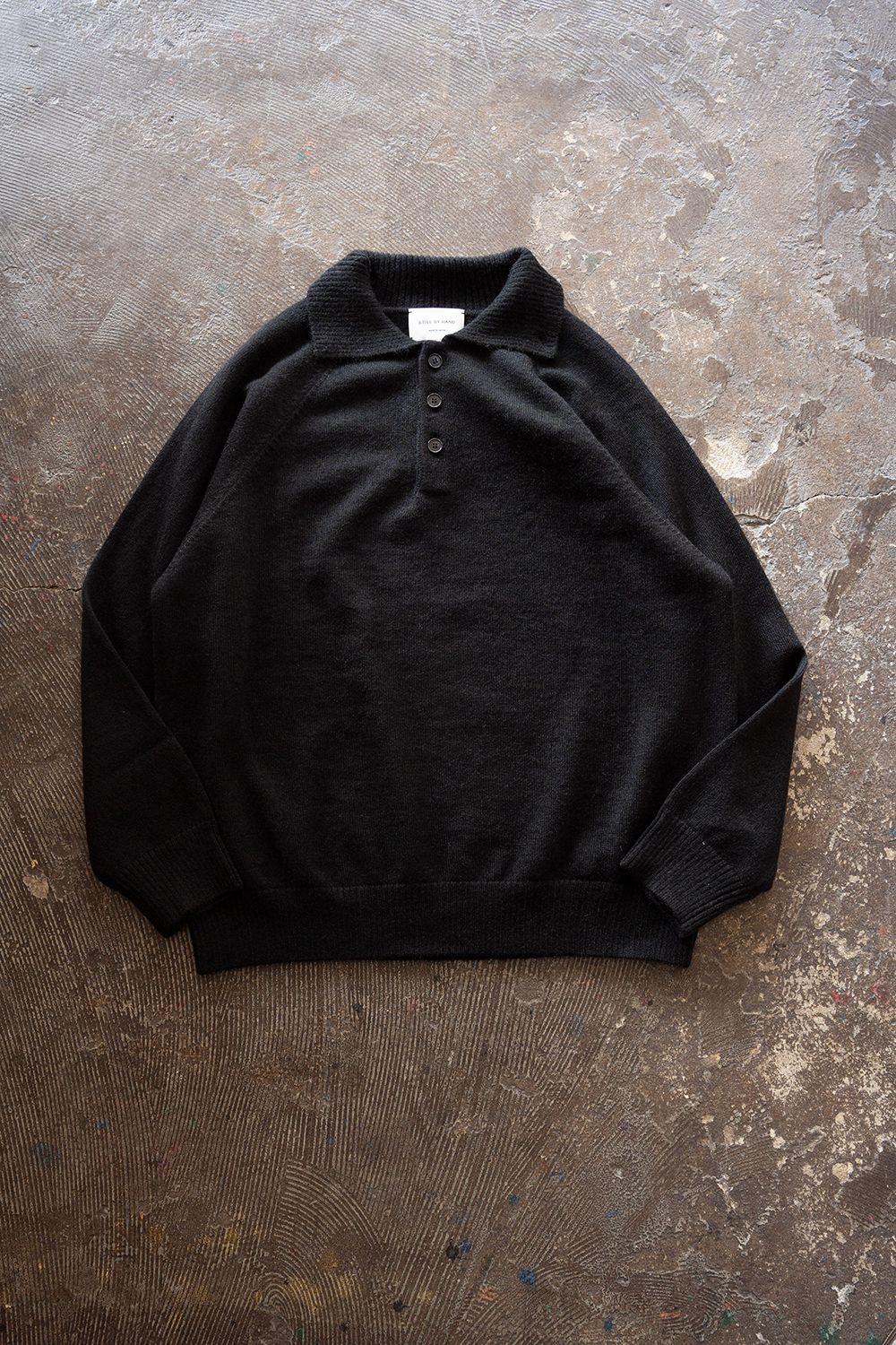 【26AW】モヘア混10Gニットポロ(BLACK)