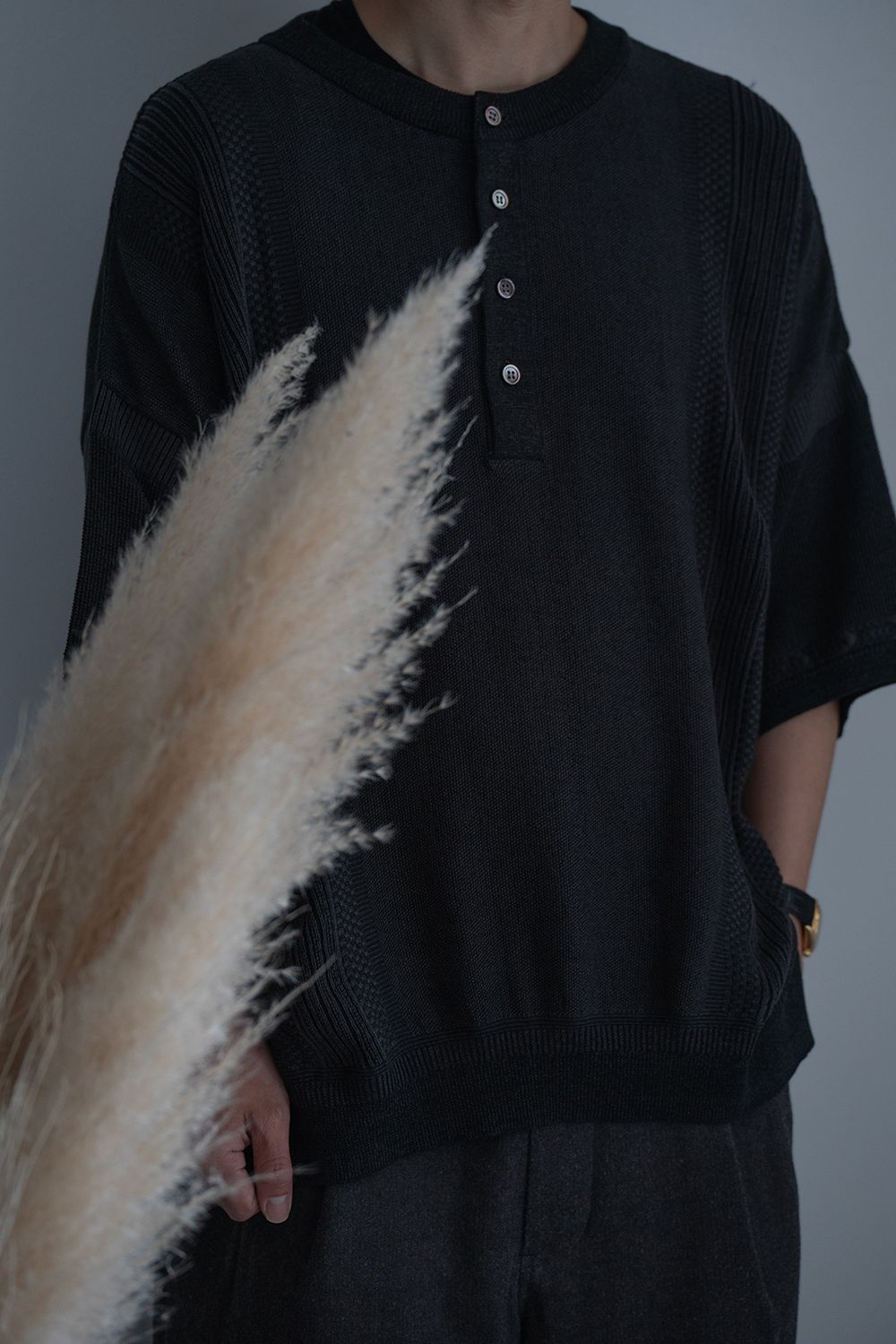【26SS】Ryokufu Henley Knit(BLACK)
