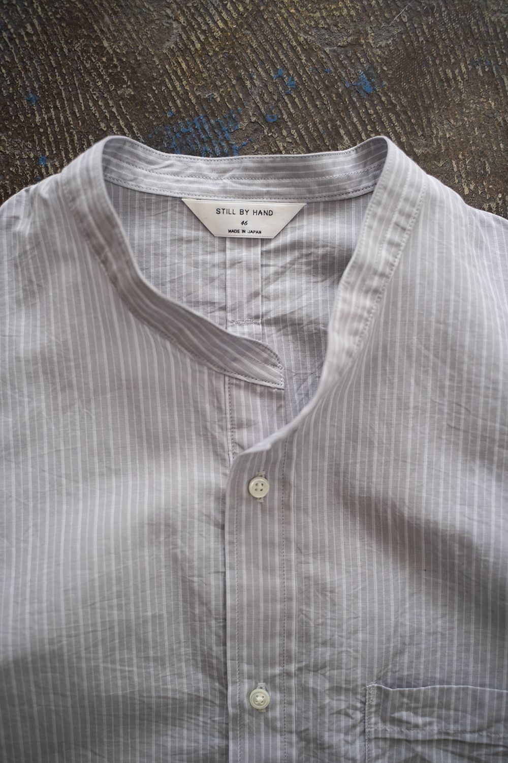 【ラスト1点】【24SS】ラミー混バンドカラープルオーバーシャツ(GRAY STRIPE)