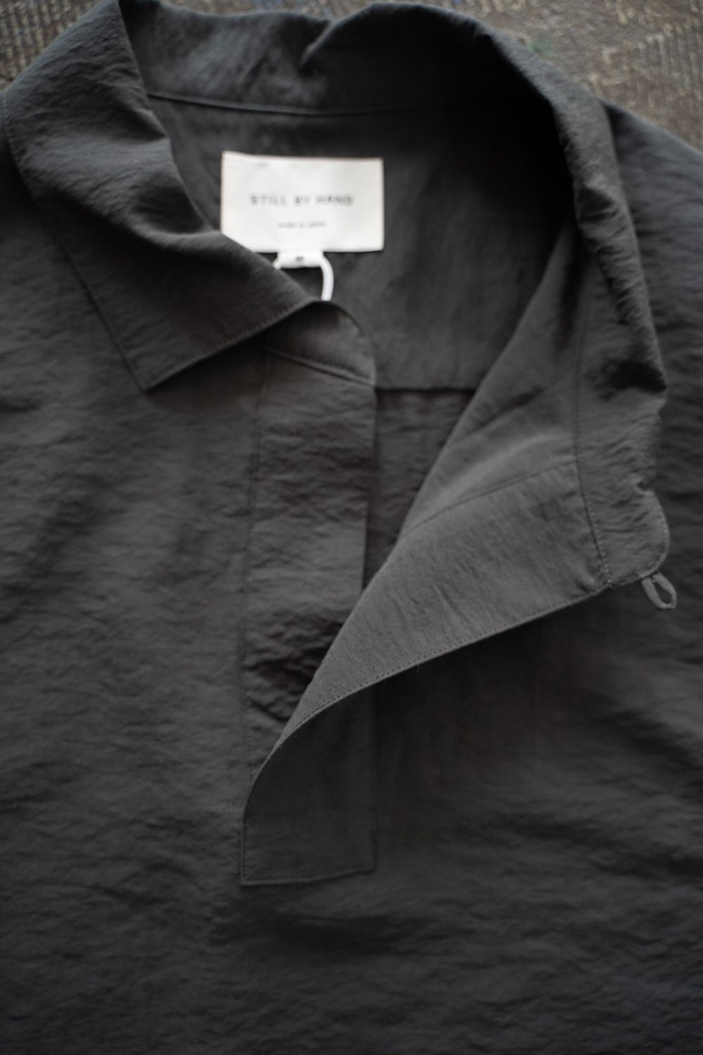 【ラスト1点】【25SS】レーヨン×リネン半袖スキッパーシャツ(GRAY)