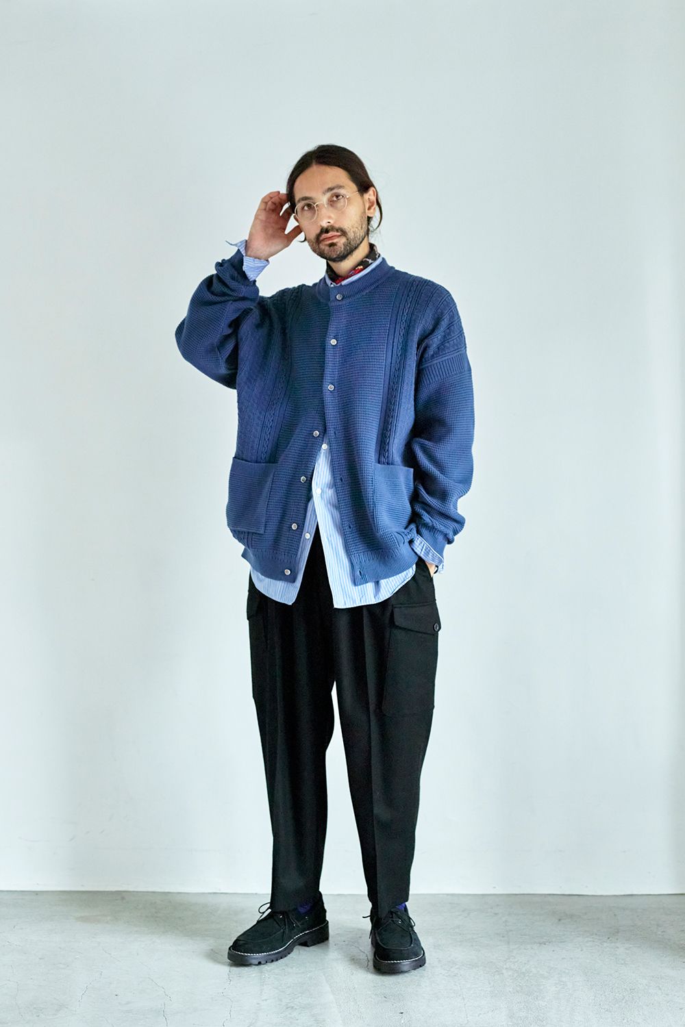 YASHIKI - 【ラスト1点】【22AW】Yukisora Cardigan(SMALT BLUE) | Salty