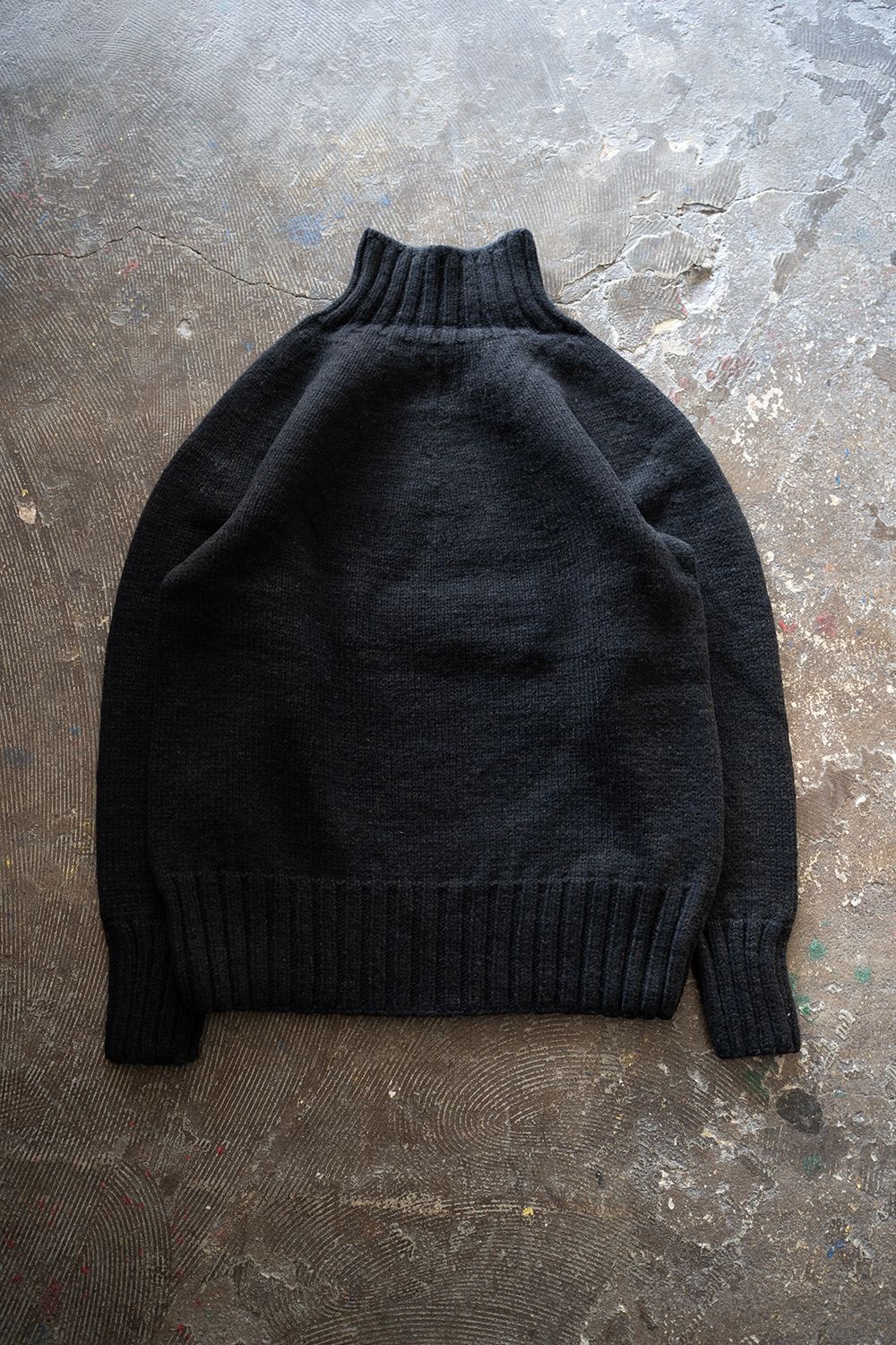 yak/lambs multi ply HAND KNITTING yoke top turtle neck sweater(DARK NAVY)