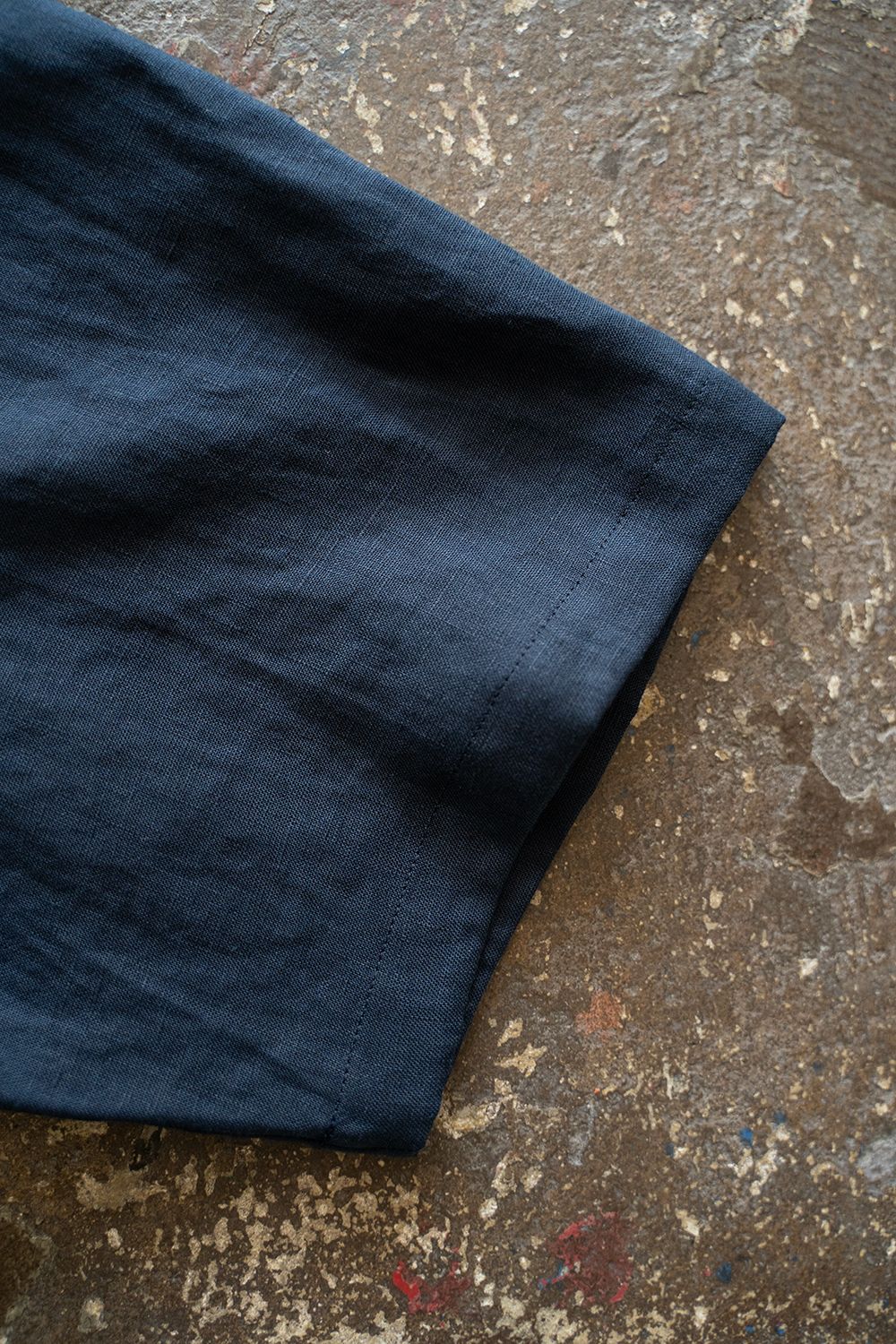 【ラスト1点】【25SS】フレンチリネンオープンカラー半袖シャツ(NAVY)