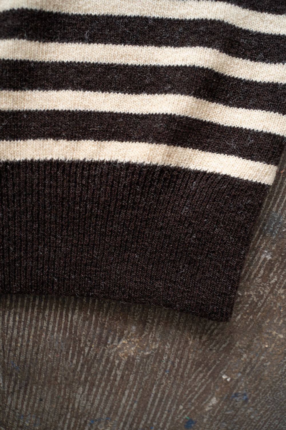 Hard twisted Shetlandwool GOB sweater(BROWN×IVORY)