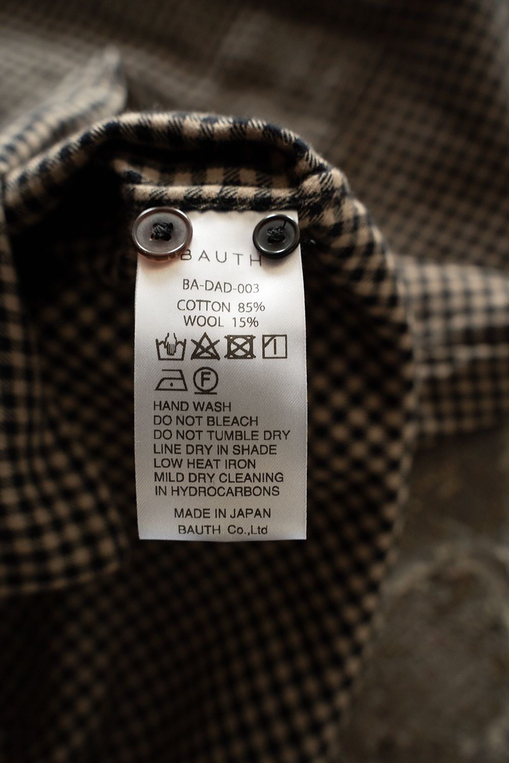 【26AW】Cotton Wool Check Shirts(BEIGE×BLACK CHECK)