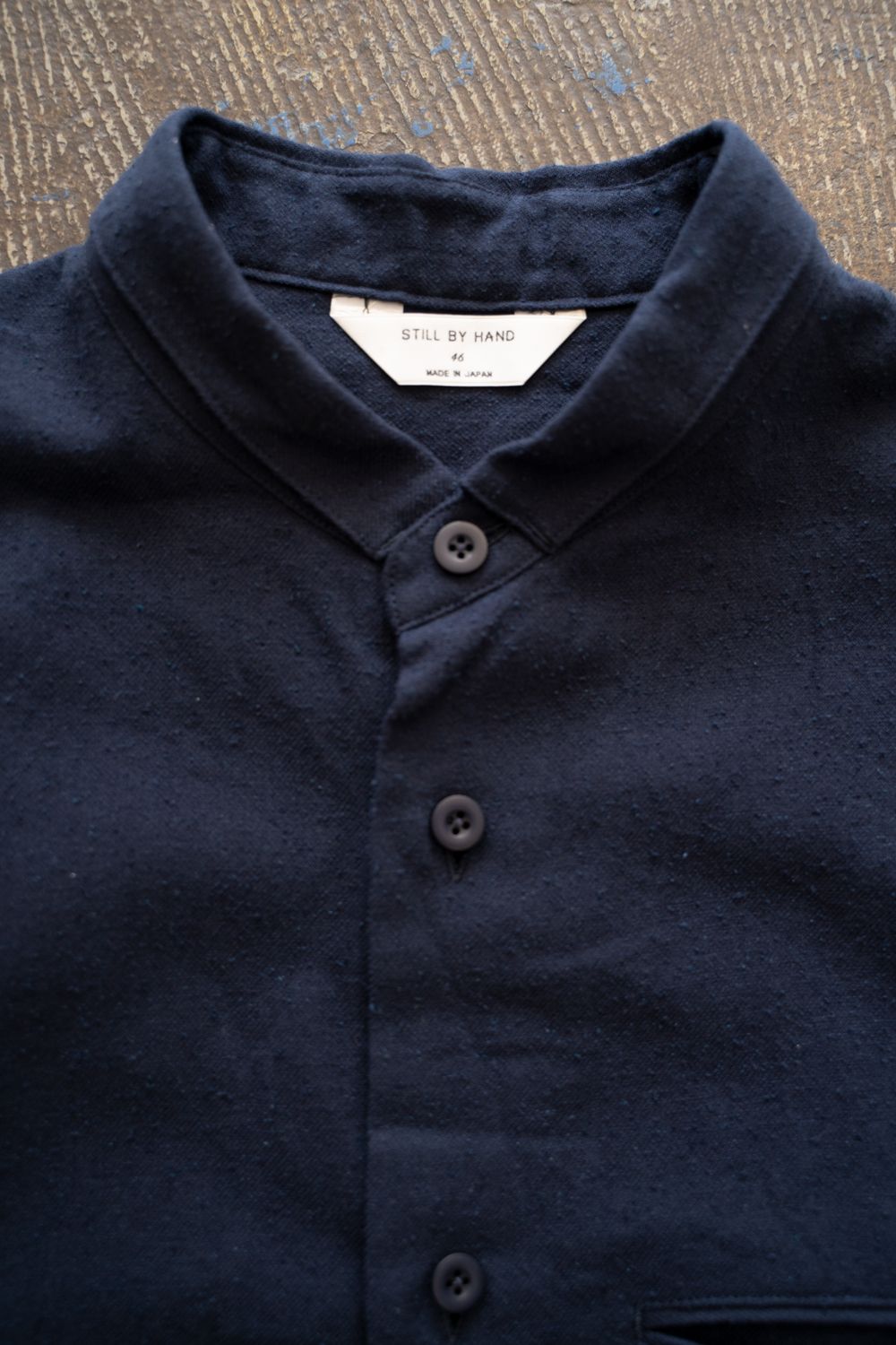 【ラスト1点】【25AW】極小襟コットン×シルクネップシャツ(DEEP BLUE)