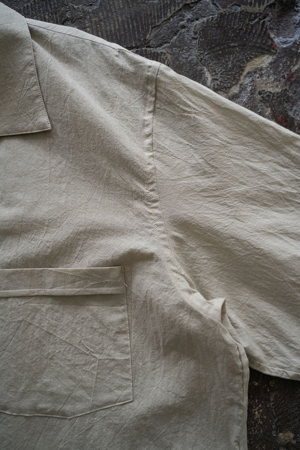 【ラスト1点】【25SS】コットンシルクオープンカラーシャツ(LIGHT BEIGE)