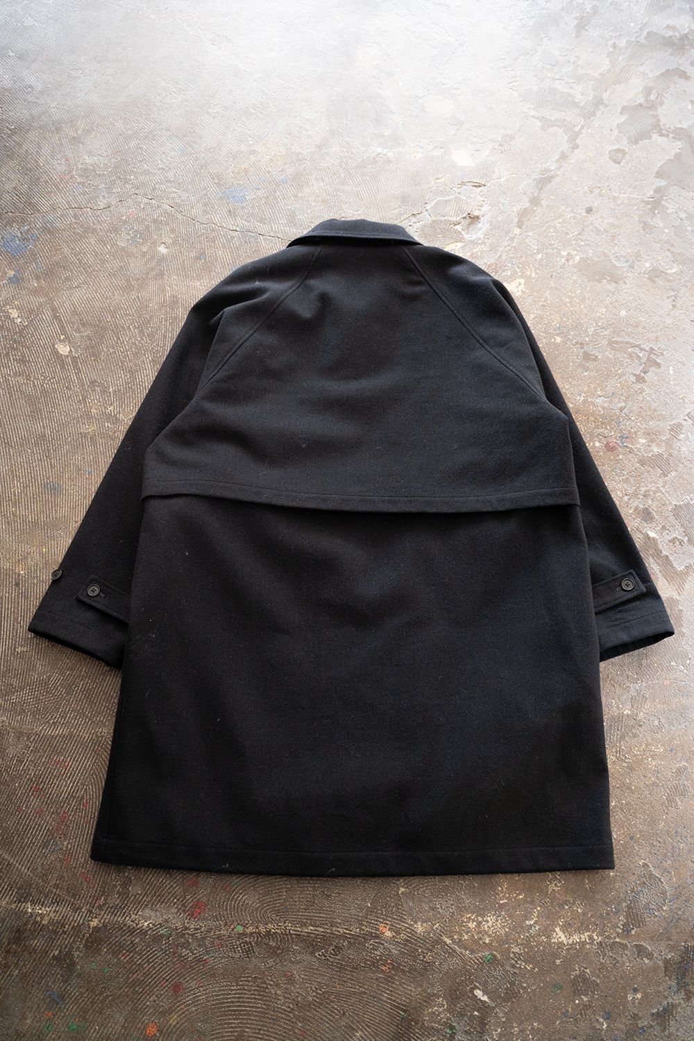 【ラスト1点】【25AW】ウール×ナイロンステンカラーコート(BLACK NAVY)