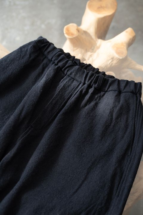 亜麻苧麻絹ワイドパンツ(濃紺)