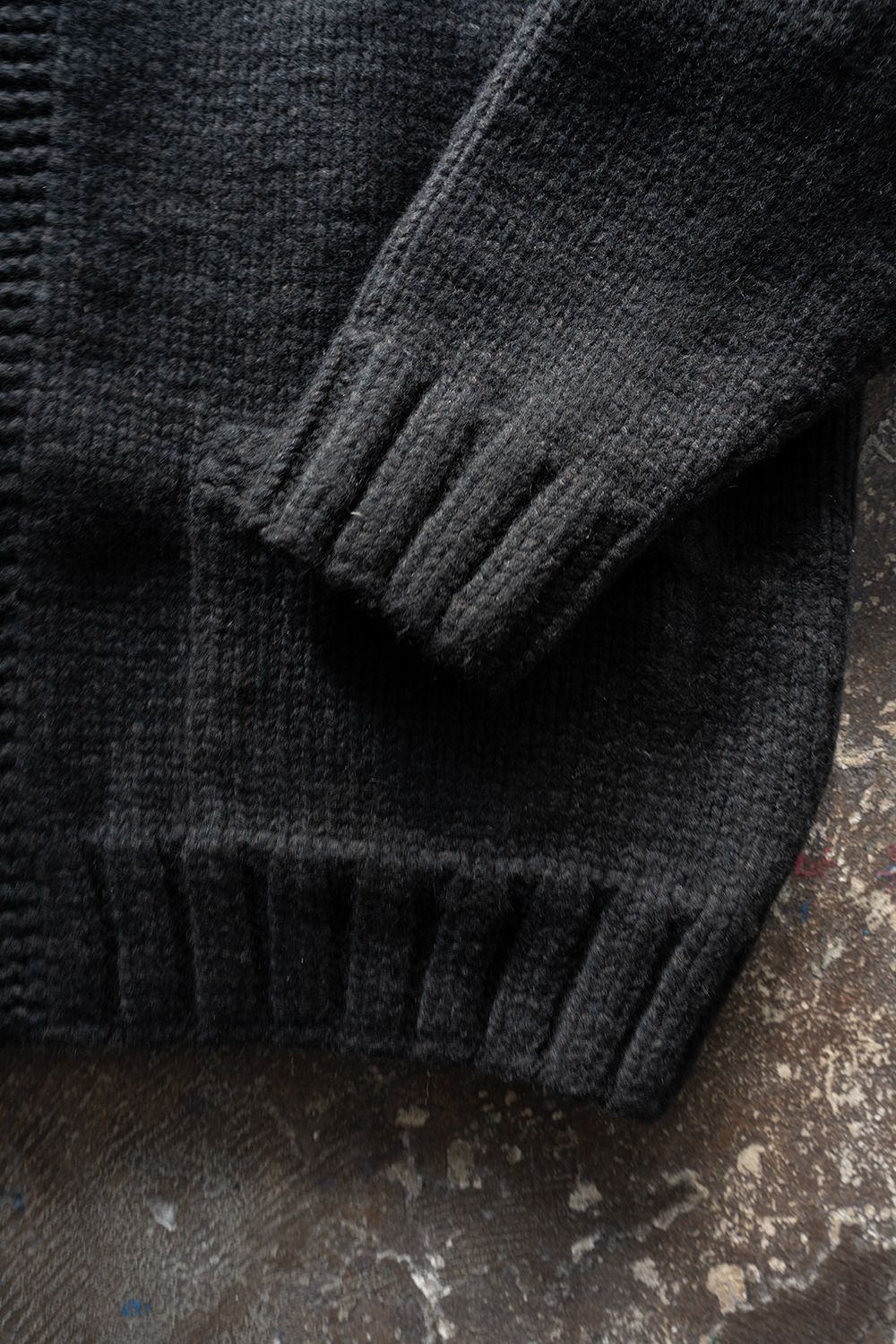 【ラスト1点】yak/lambs multi ply HAND KNITTING cowichan sweater(BLACK)
