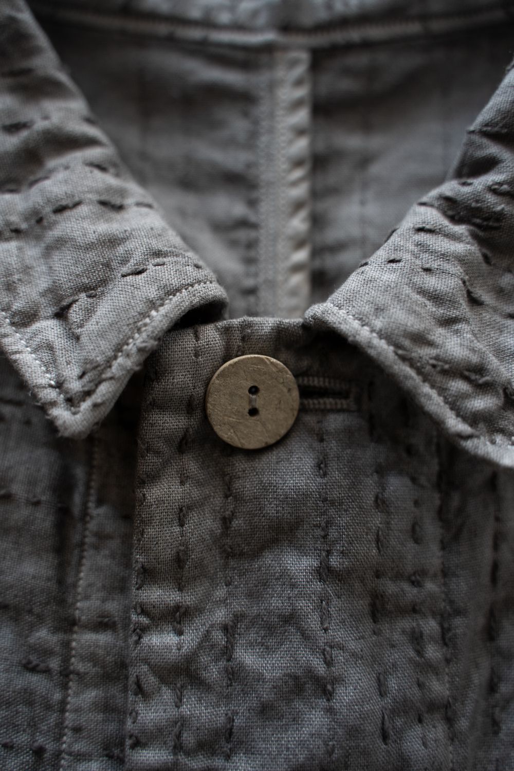 薄手刺し子織ジャケット(松煙)