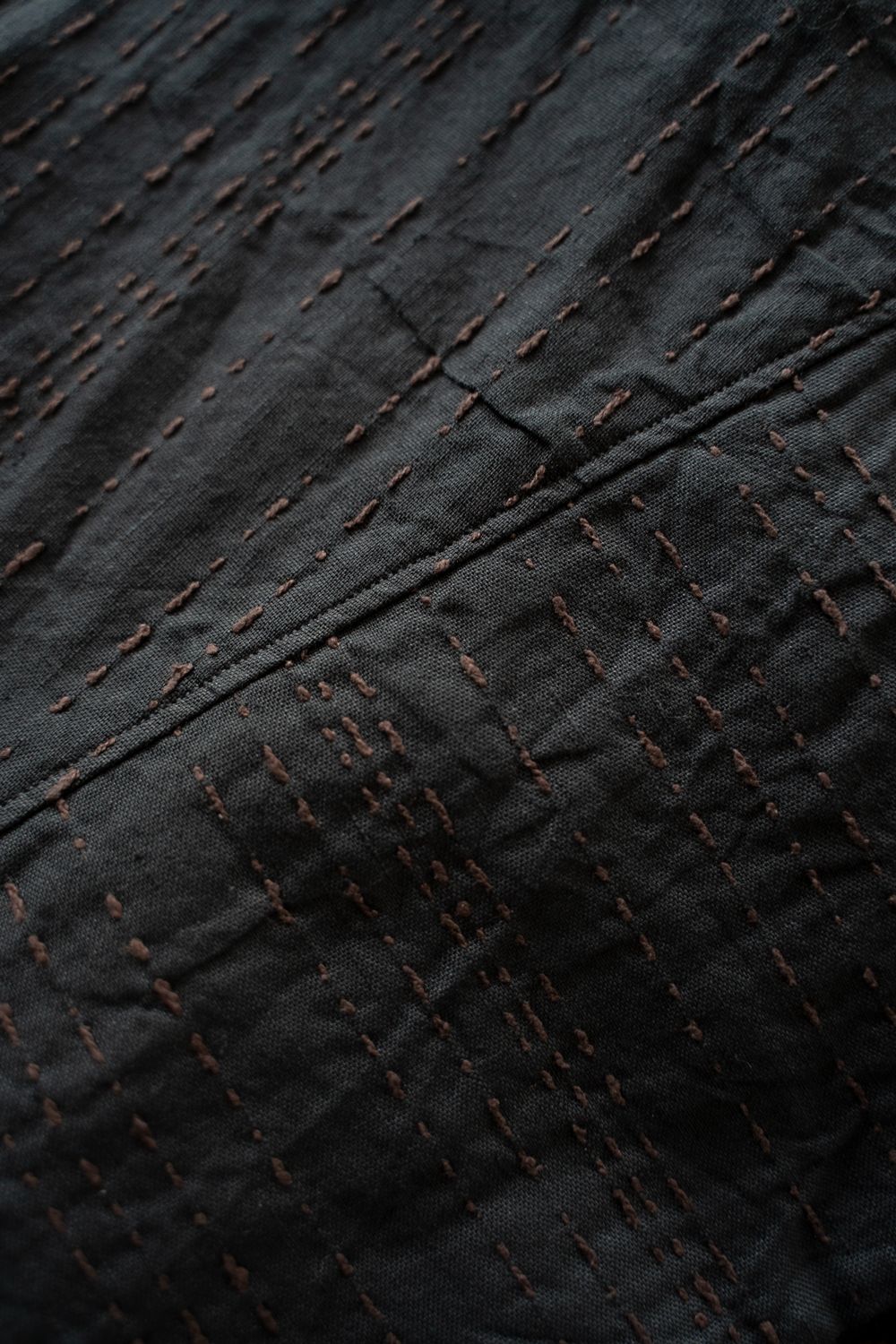 薄手刺し子織ジャケット(墨黒)