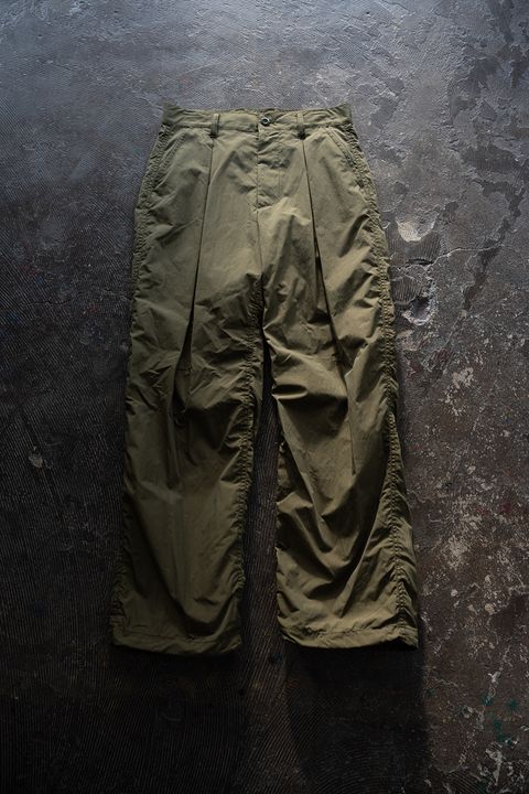 【26SS】2-Tack Puckering Wide Pants/2タックパッカリングワイドパンツ(OLIVE)