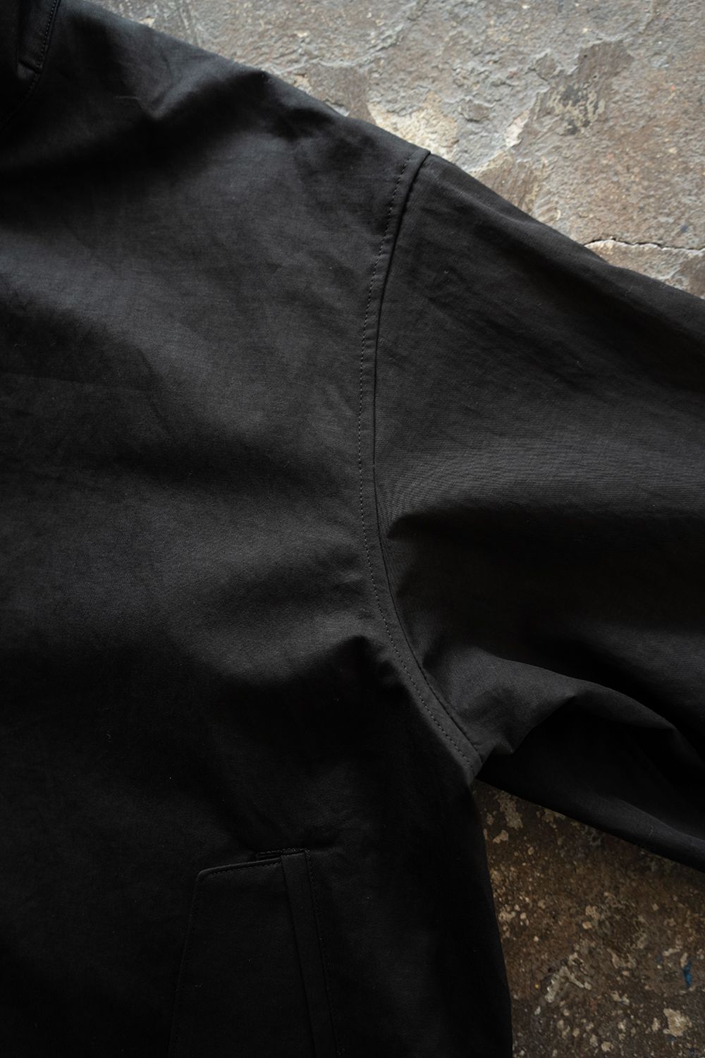 【26SS】コットン×リネンスタンドカラーブルゾン(BLACK)